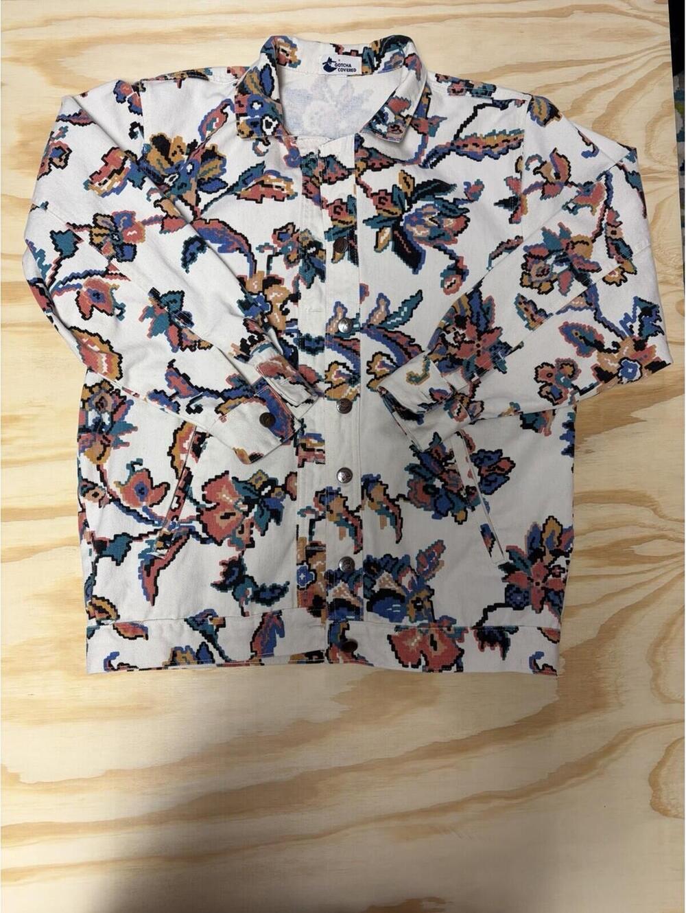 Mens Gotcha Covered Floral Print Collered Long Sleeve Jacket Size M